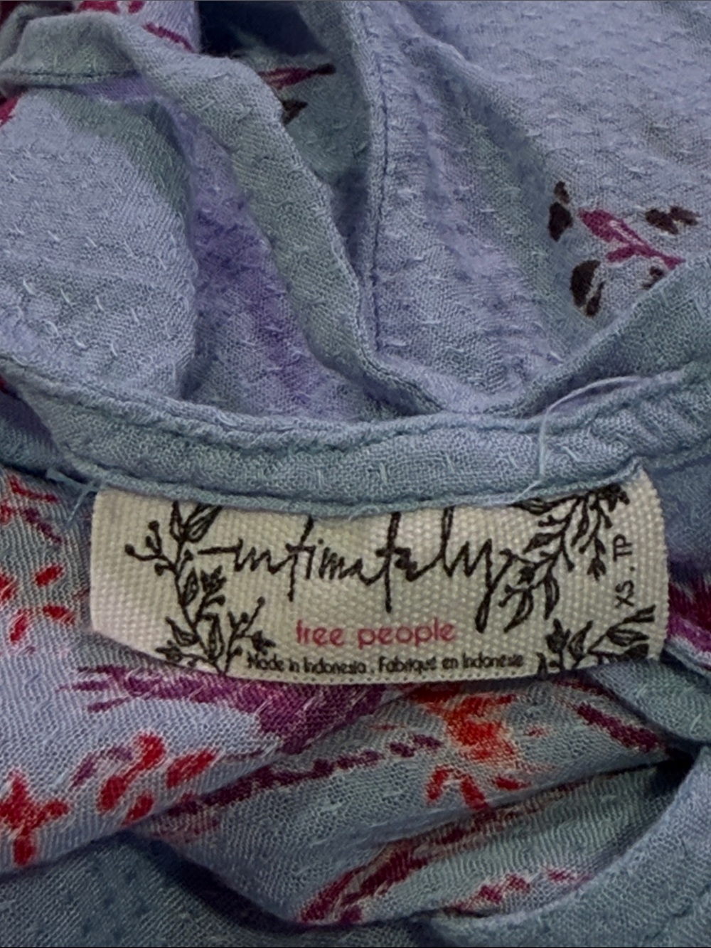 Free People Pale Blue Maxi Dress with Pink & Red Floral Embroidery - Picture 2 of 5